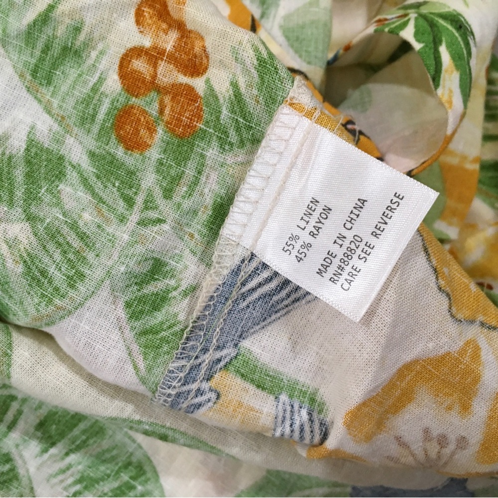 Rachel Zoe Shirt size Large Oversize Linen Blend Tropical - Picture 7 of 7